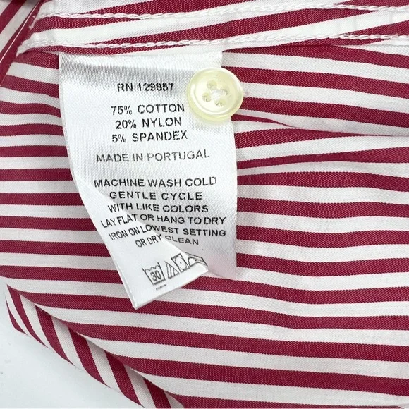 The Shirt Rochelle Behrens Icon Red White Stripe Long Sleeve Button Down Large - Picture 6 of 9